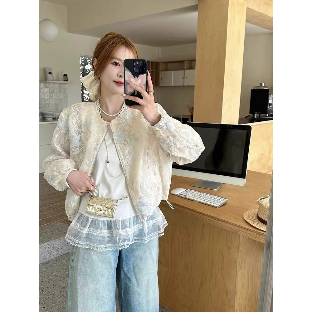 轻国风重工刺绣外套女欧货2025春夏新款时尚减龄短款小个子防晒衣