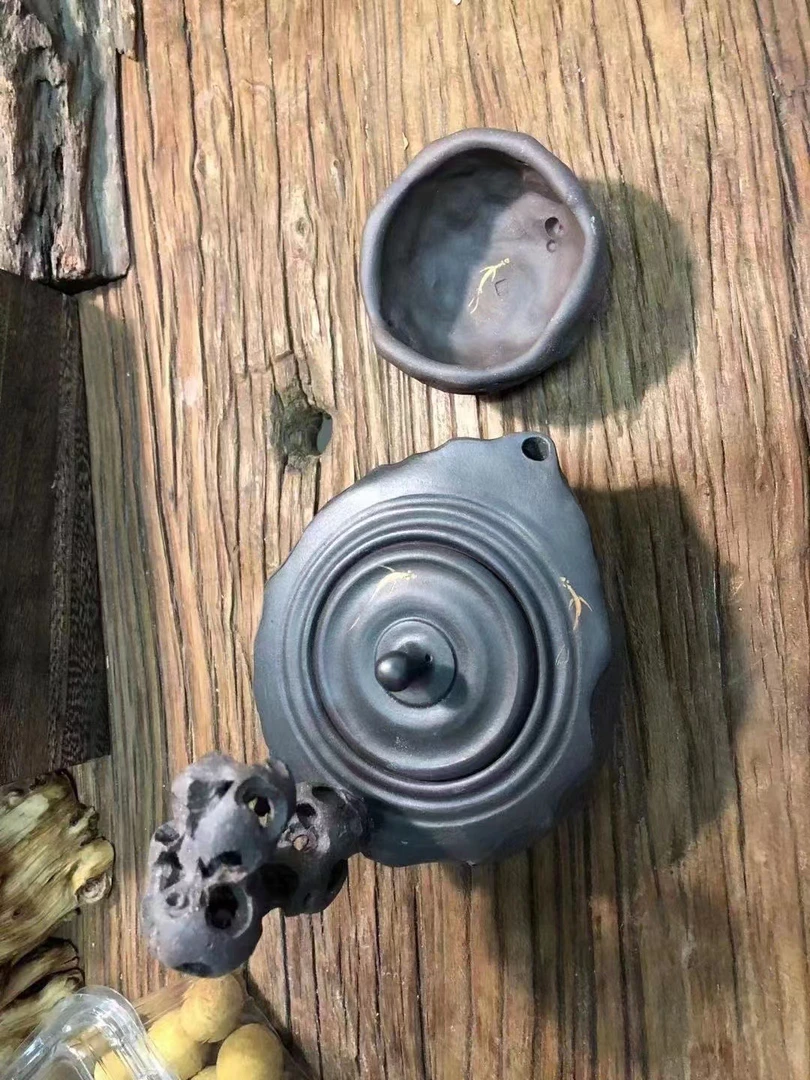 山水套组 获奖作品 姜婷作精品全手工原矿青灰段 200cc（一壶一杯）