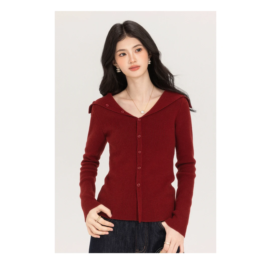 【OYANXI！清！】葡萄气泡酒&百搭红色毛衣时尚套装XXLY-益227M969