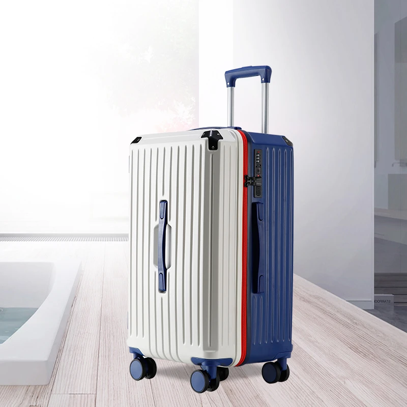 LTZ1012新款窄拉杆大容量行李箱桃皮绒内衬多功能拉杆箱学生旅行