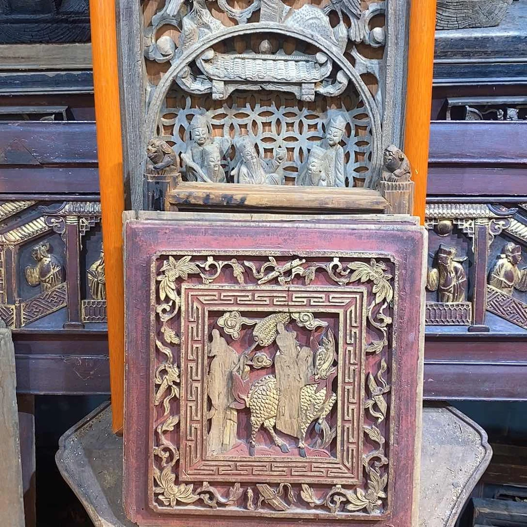 香樟木恭**财老木雕花板