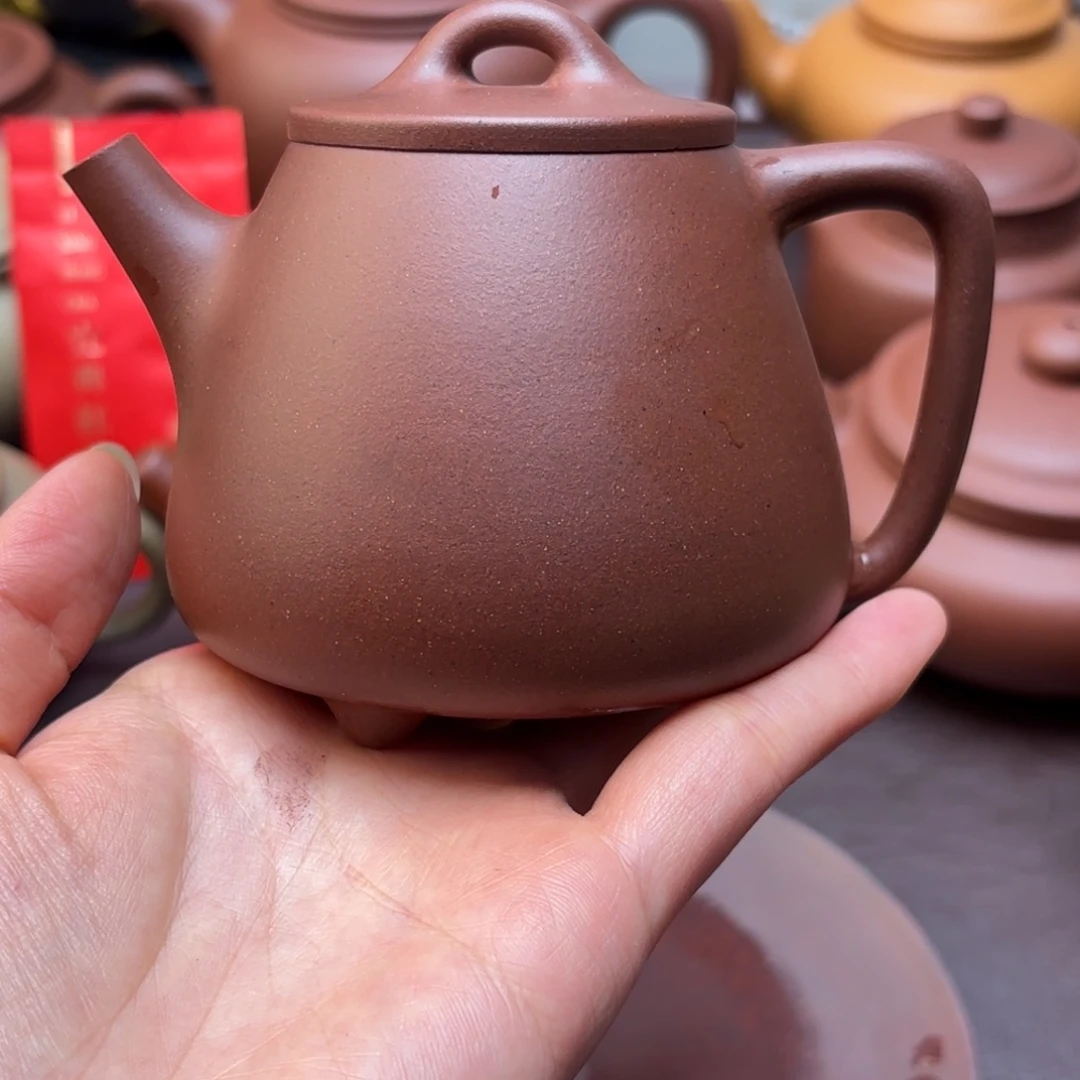 紫砂茶壶特练紫泥 高瓢230花泥  微瑕