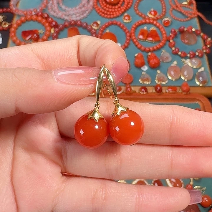 南红玛瑙银S925镶嵌12+