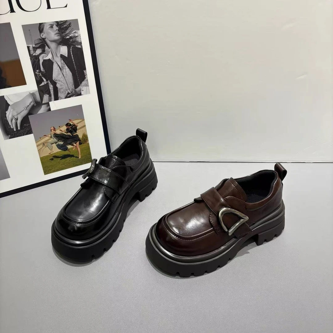 增高防水2025秋冬新款加厚加绒保暖圆头乐福鞋时尚乐福鞋女款7159