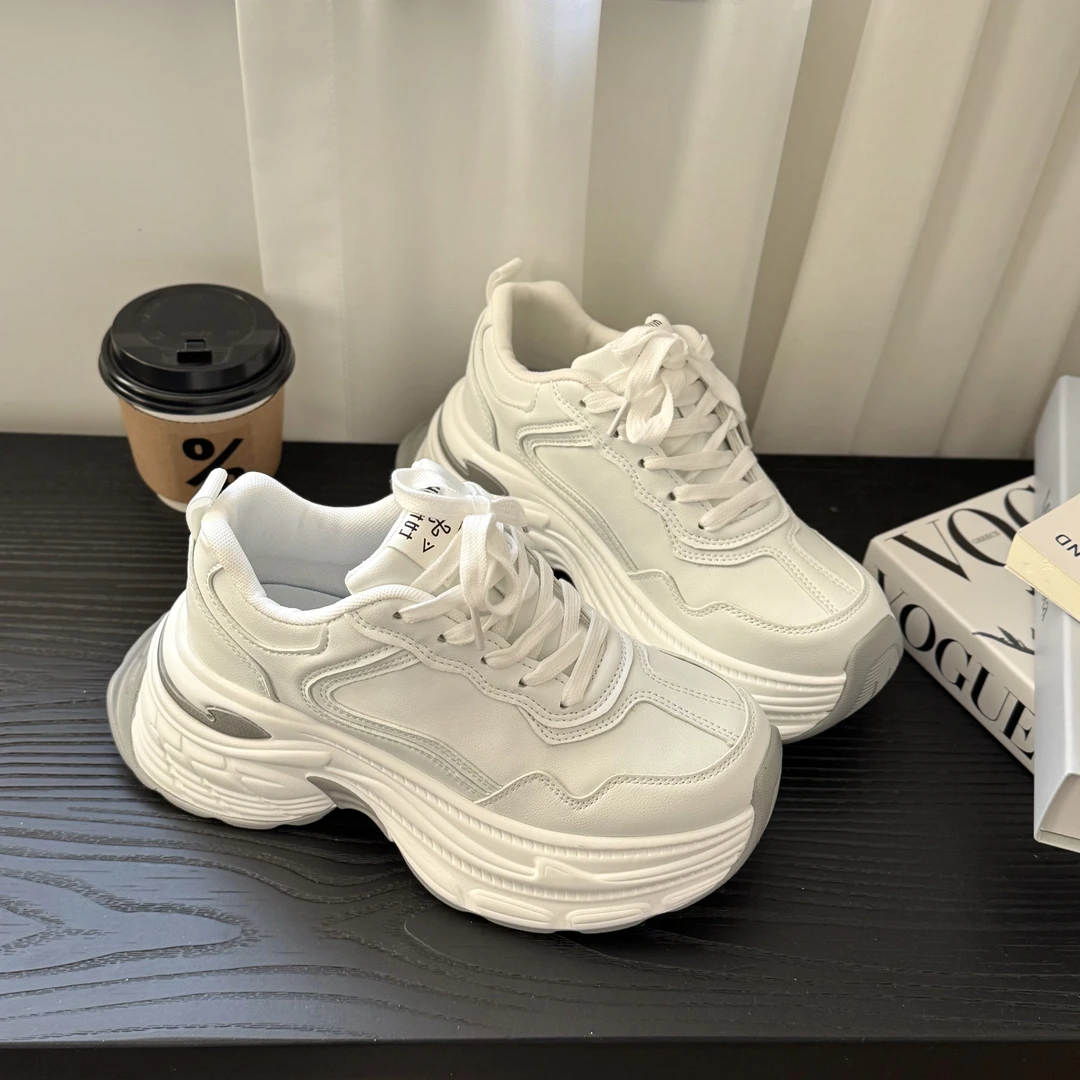 【DAMAI】-芝士奶球-老爹鞋女2025年新款小个子厚底百搭运动小白鞋