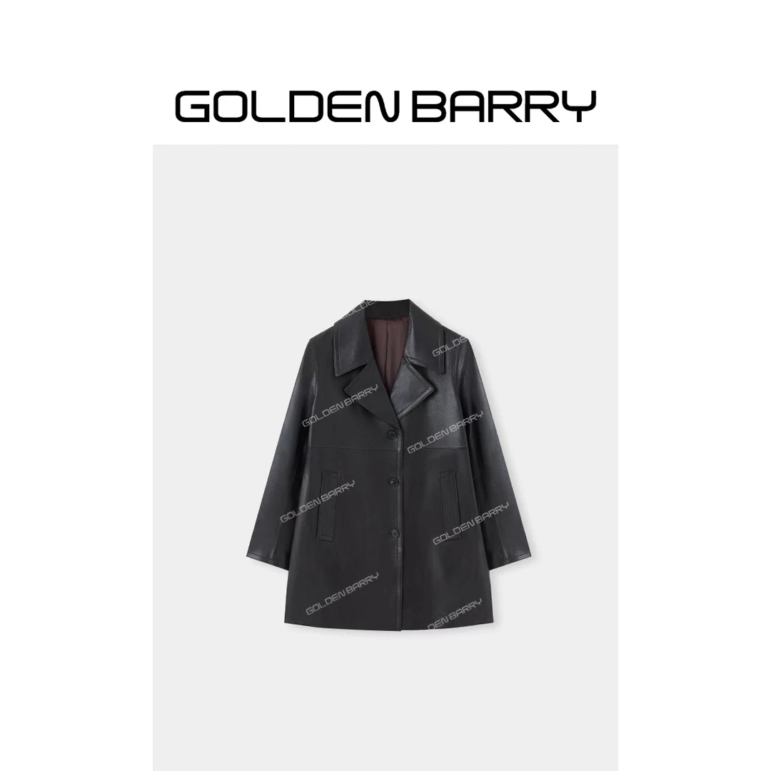GOLDENBARRY|160038“晚风抱琴来”翻领时尚皮衣