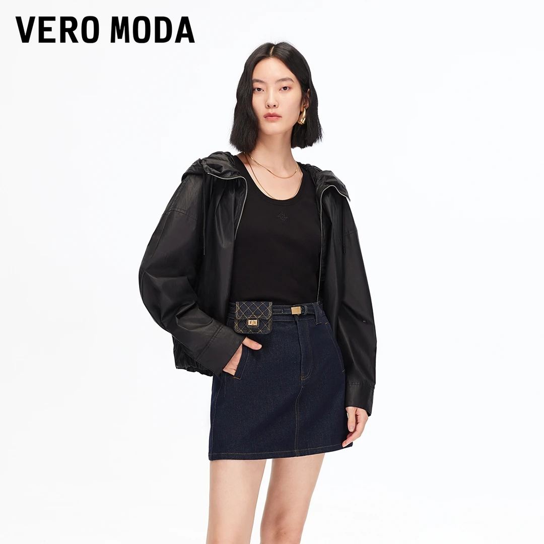 Vero Moda半身裙2025秋冬新款包包腰带活性染牛仔短裙325437003