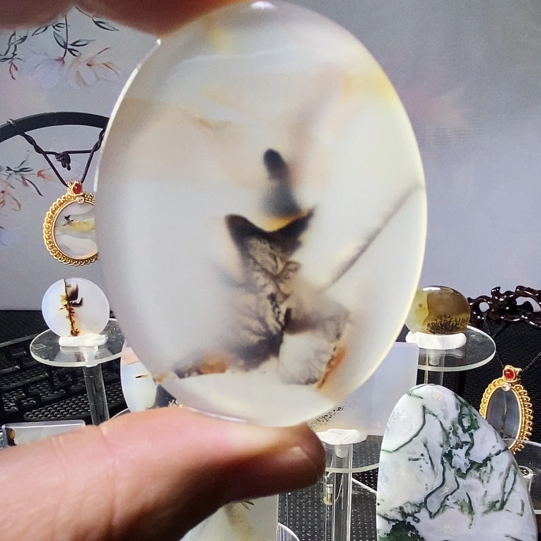 合成碳硅石非金属时尚图纹画面石饰品