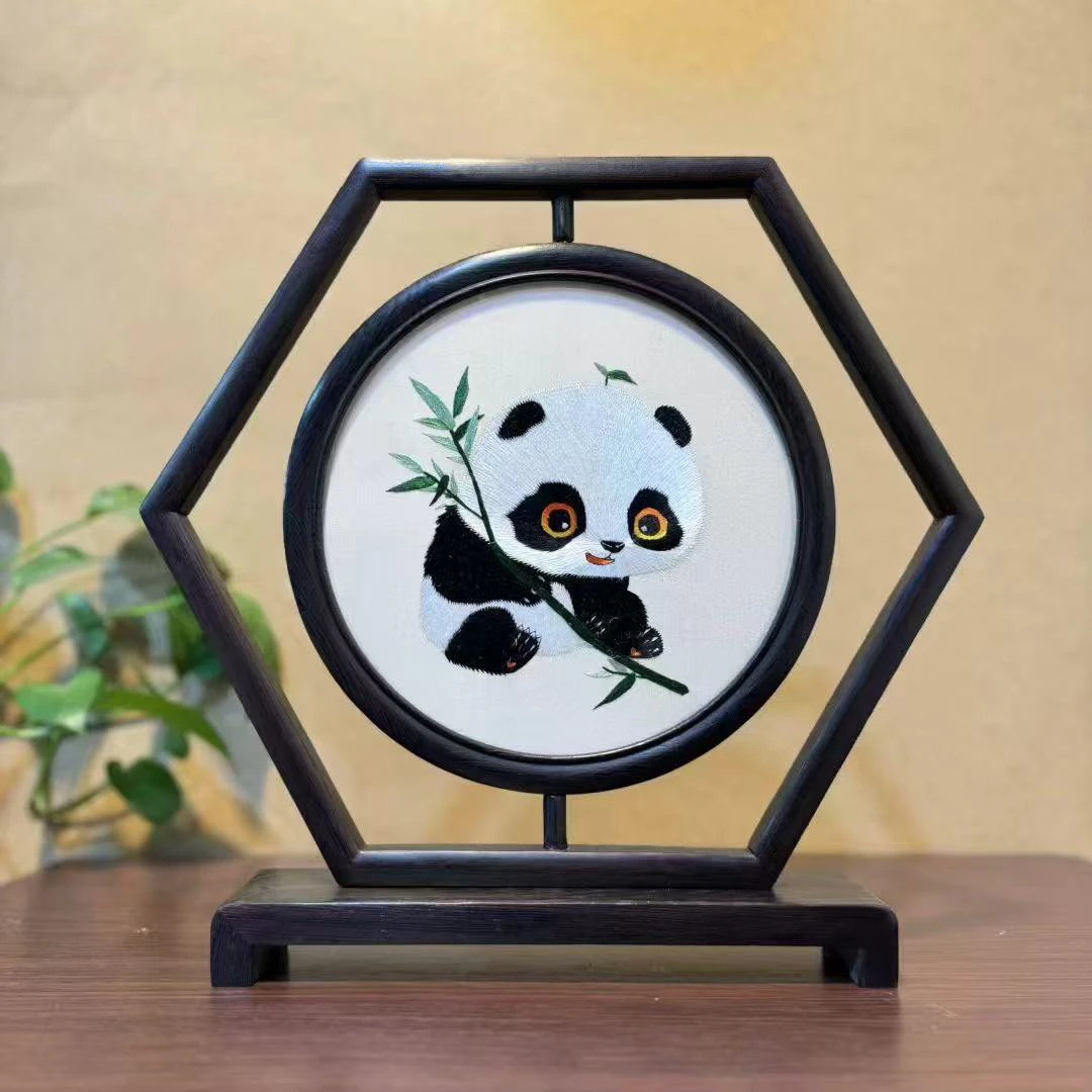 苏绣双面绣摆件手工刺绣中式创意书房客厅高档礼品