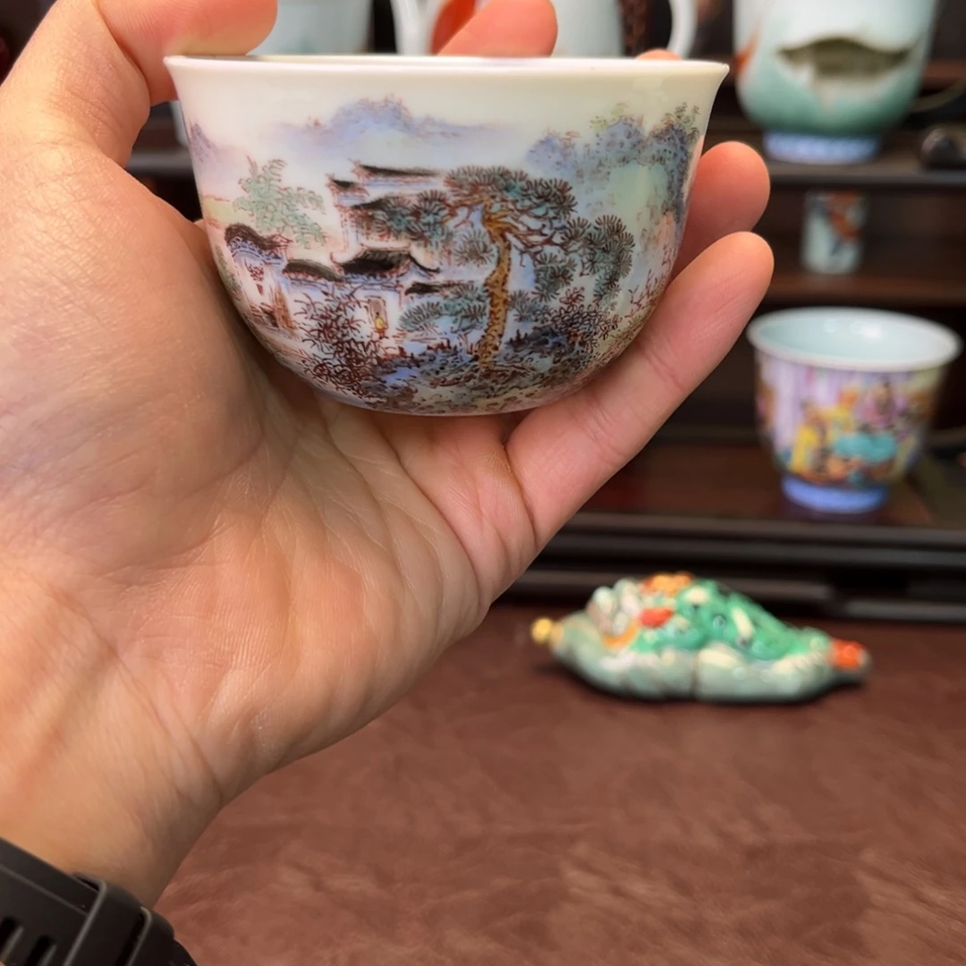 陶杯子景德镇陶东方陶瓷杯子盖碗壶