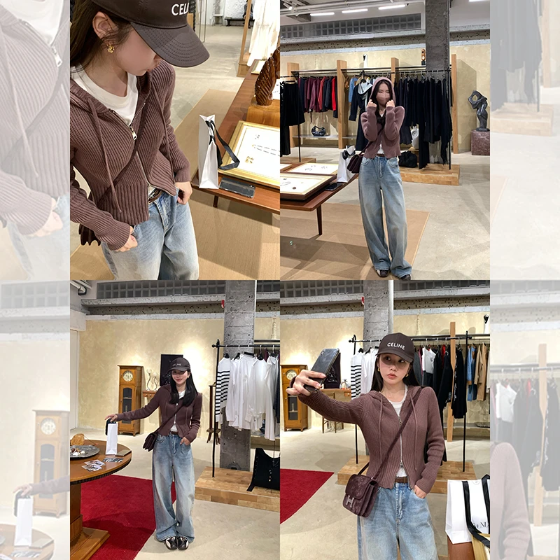 双开连帽坑条针织衫 QH243069
