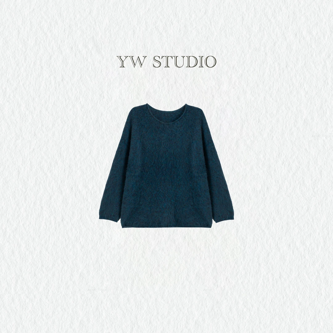 YW STUDIO"絮语暖辰"新款舒适休闲时尚100%绵羊毛套头针织衫0233