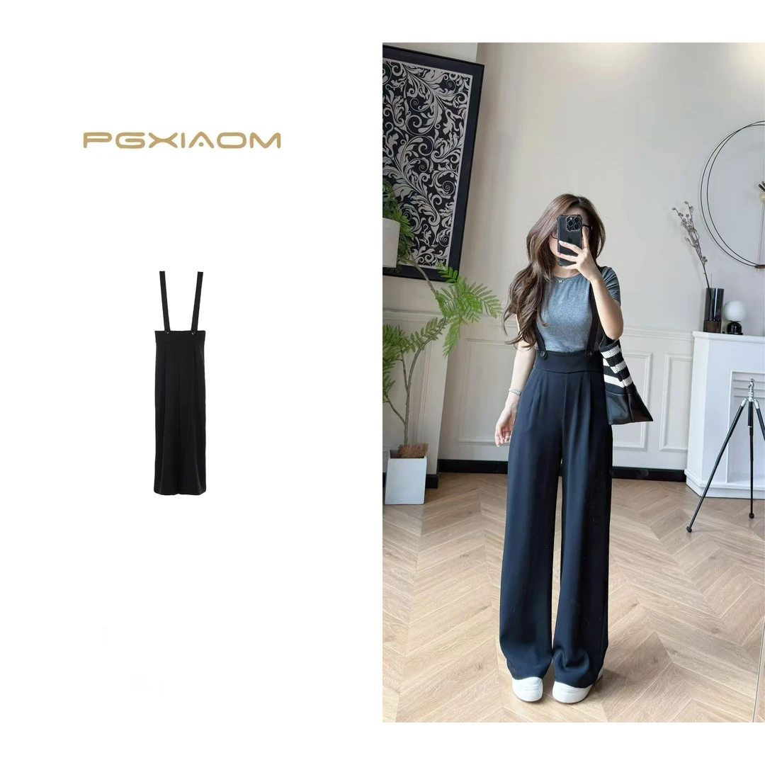 【PGXIAOM】润秀定制黑色西装阔腿背带裤KZ9929