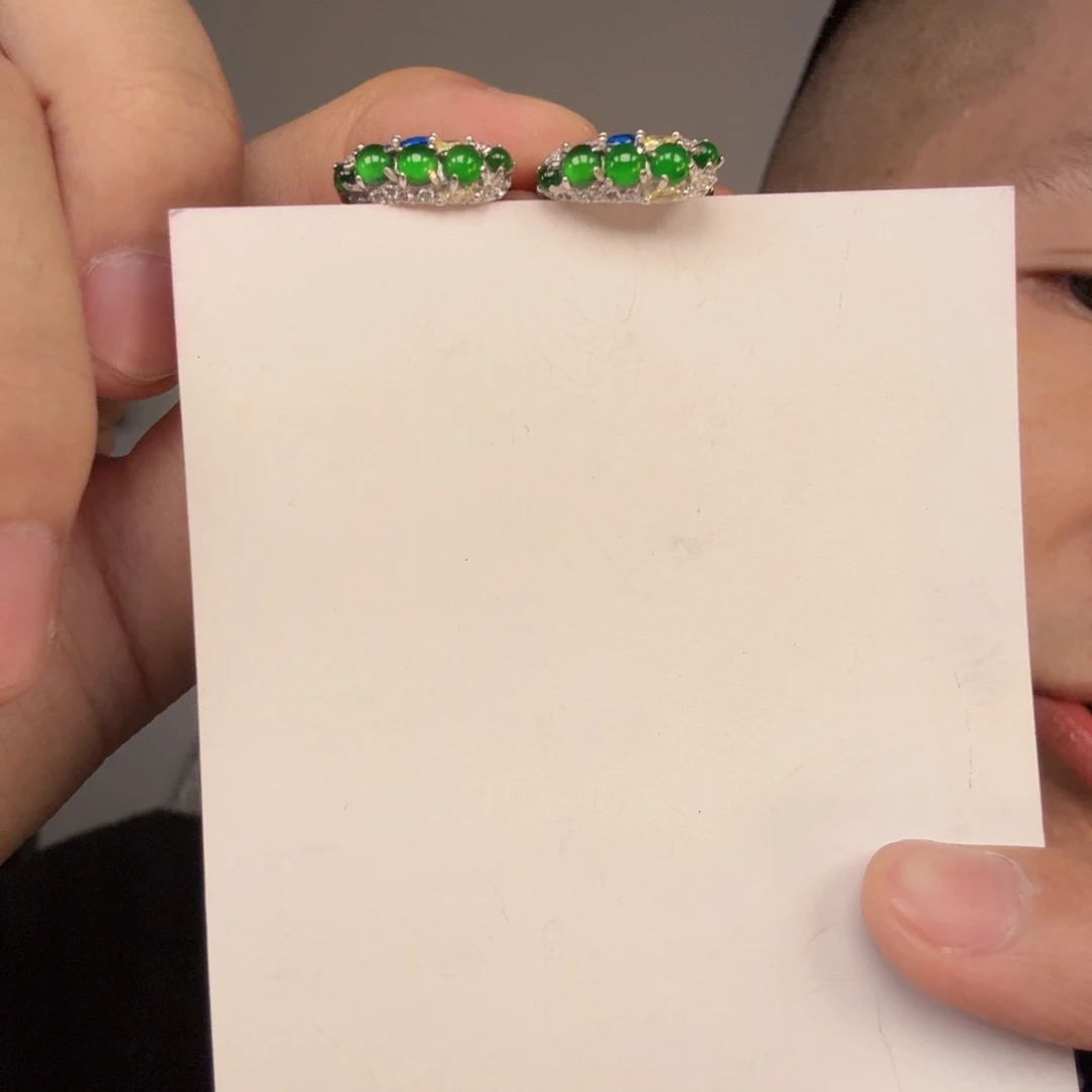 翡翠未镶嵌颈饰一对