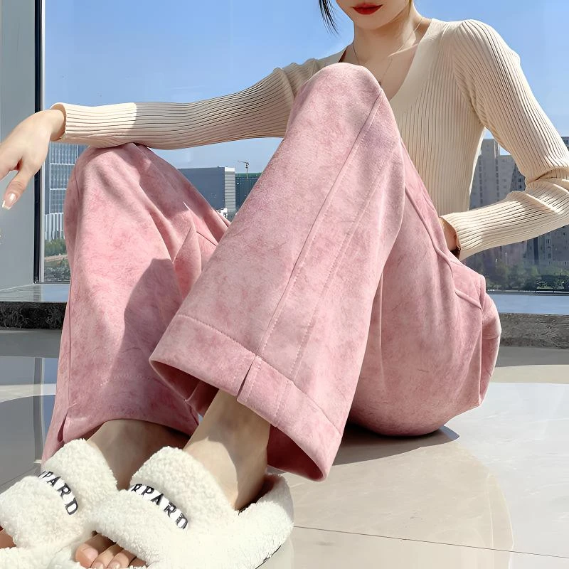 窄版运动阔腿裤女2025春秋新款高腰显瘦垂感遮肉脏脏裤休闲直筒裤