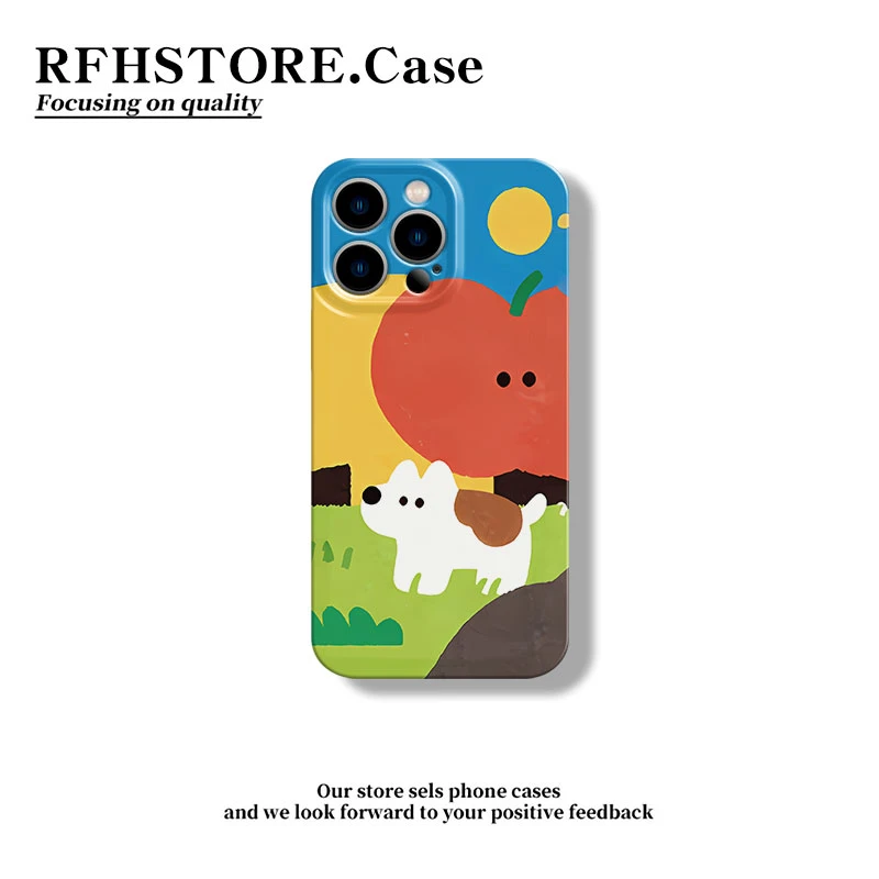 ZMGX油画红苹果白狗适用iphone17pro菲林手机壳华为vivo小米oppo