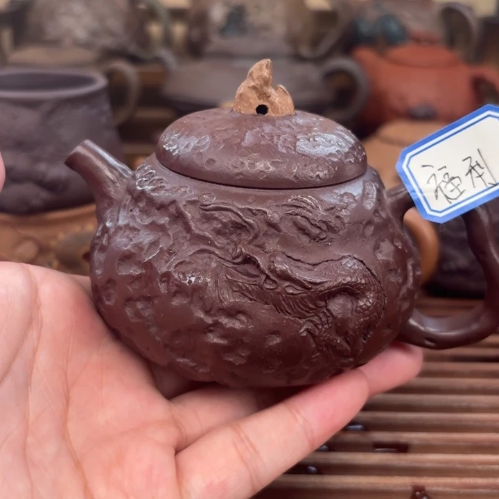 茶壶紫砂小福龙原矿老紫泥160