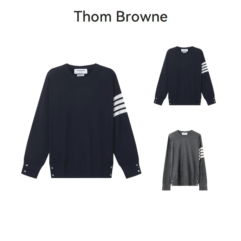 ThomBrowne汤姆·布朗 男士四条纹薄款针织羊毛衫 MKA002A Y1014