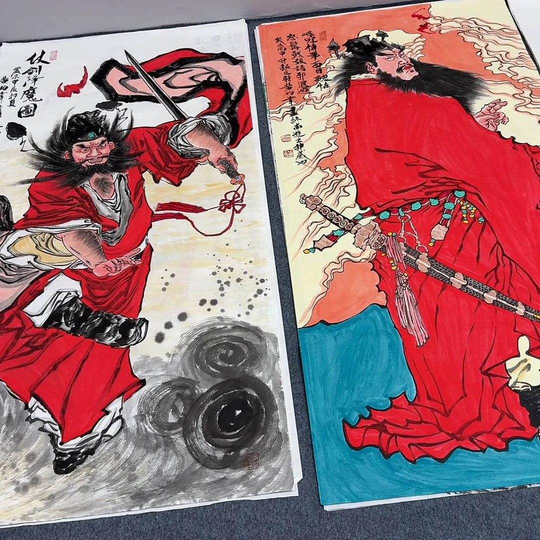 拾***者国画四尺尺寸70X140纯手绘作品