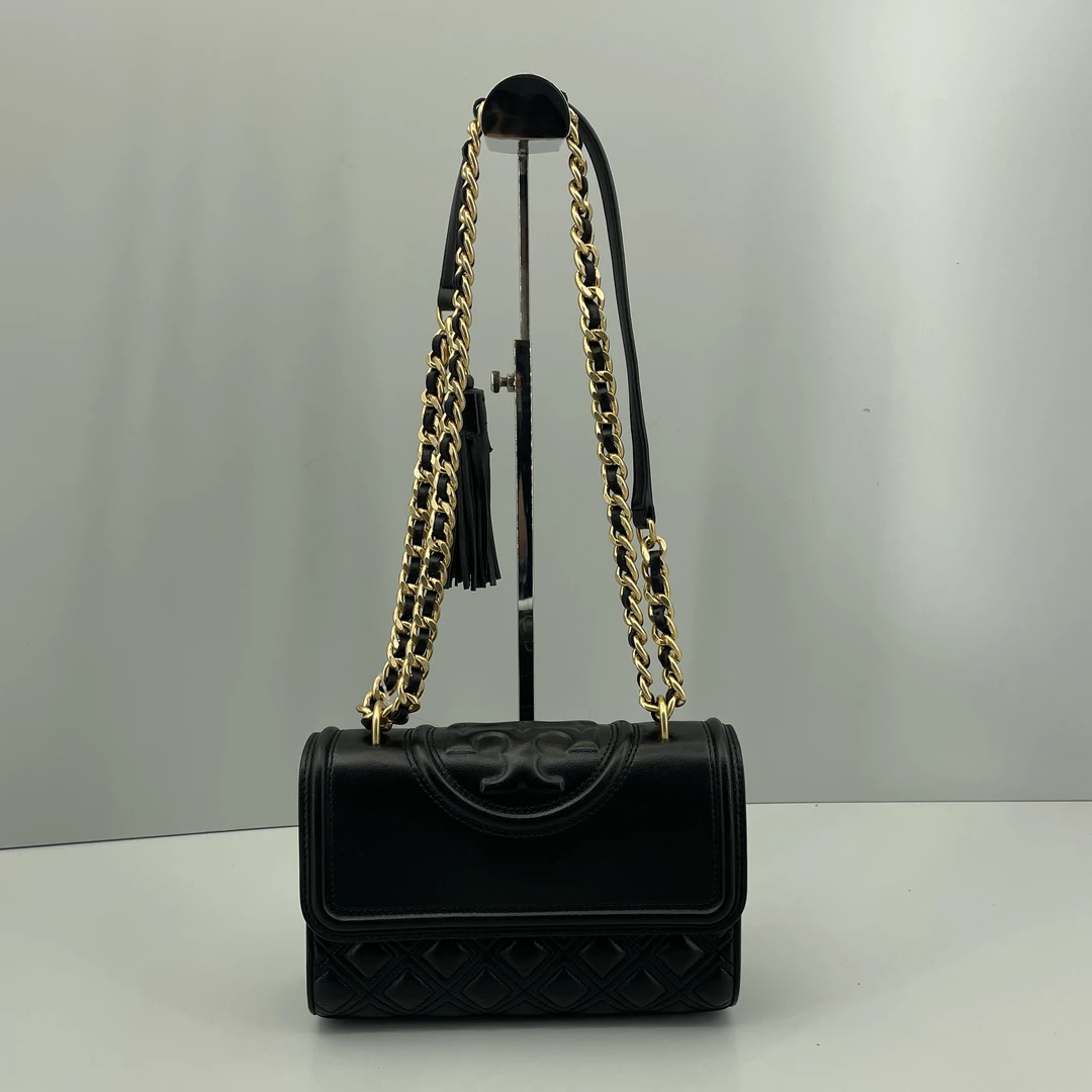 90新 TORY BURCH/汤丽柏琦 fleming链条斜挎包 20*14*5 E040912