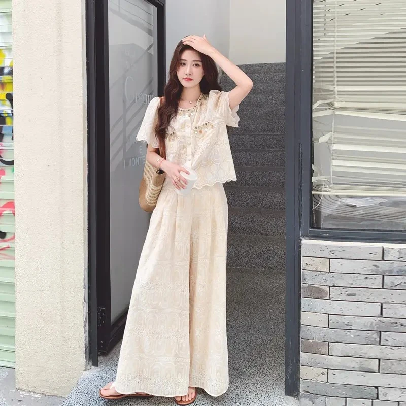 小香风套装2025夏季新款轻奢高级时尚洋气阔腿裤气质显瘦两件套女