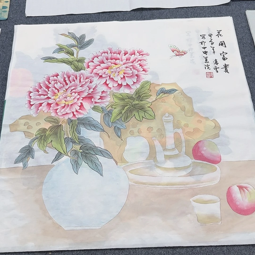 国画尺寸70X70手绘作品