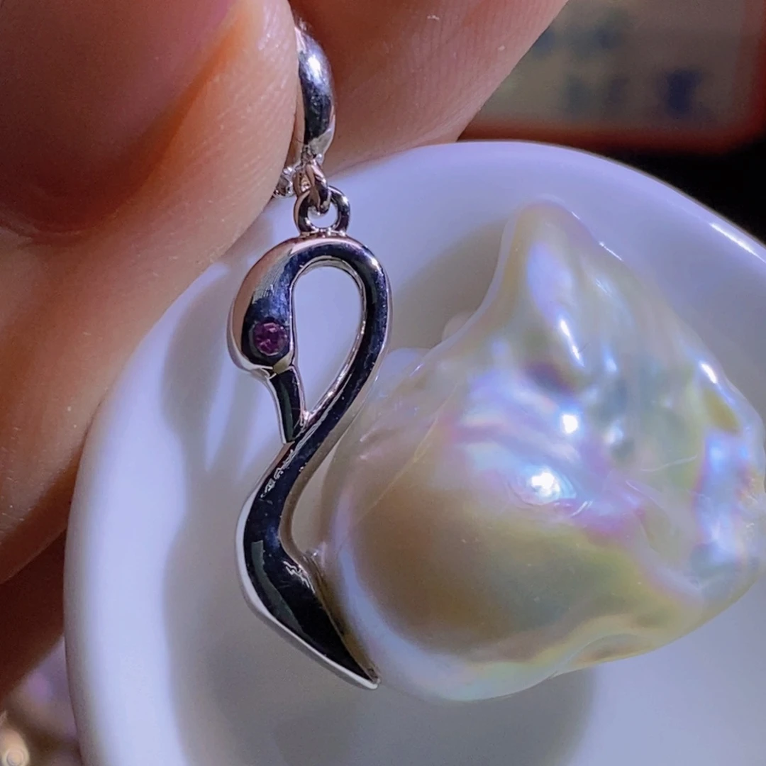 银S925镶嵌淡水珍珠天然淡水珍珠无染色无优化