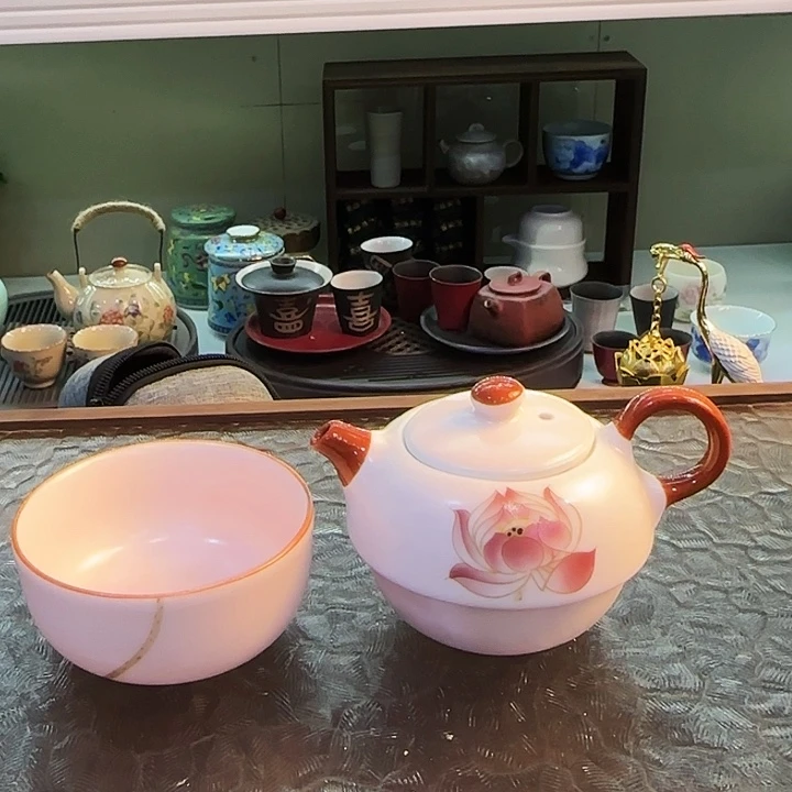 青花瓷器茶具套装旅行茶具茶叶罐玻璃杯个人杯