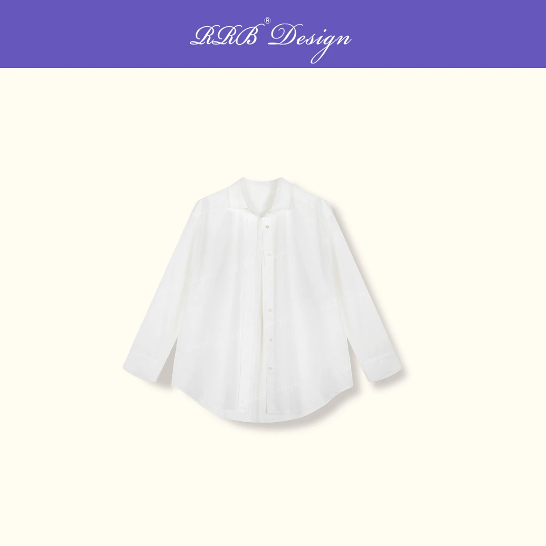 RRB Design「华尔街」重磅棉休闲版型衬衫宽松显瘦白色松弛长袖衬衣