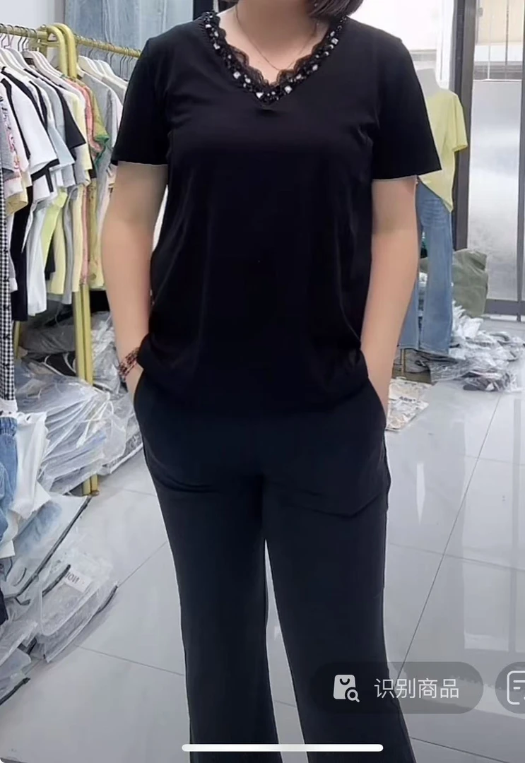 【夏季新款】13322V领钻半袖女装夏季显瘦时尚13322