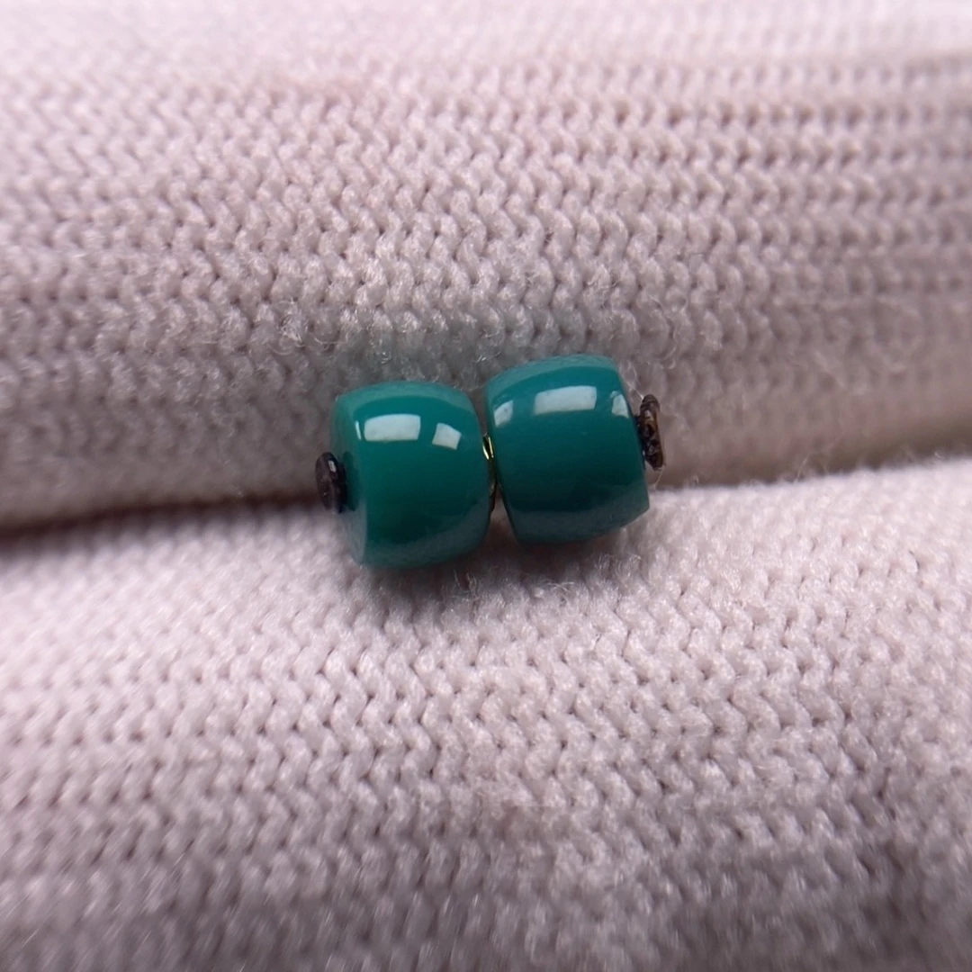 未镶嵌绿松石直切对珠5.5mm福利款AA530