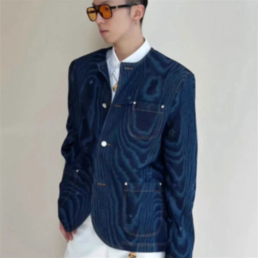 （圆领牛仔外套）2025秋冬新款刺绣字母夹克