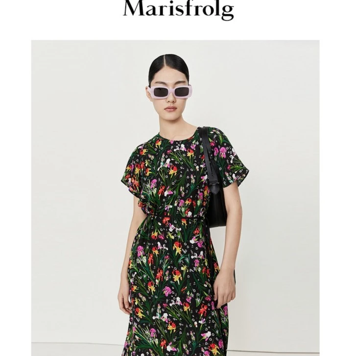 Marisfrolg/玛丝菲尔春【新能量·流动花园】荷叶袖连衣裙A1CX25596
