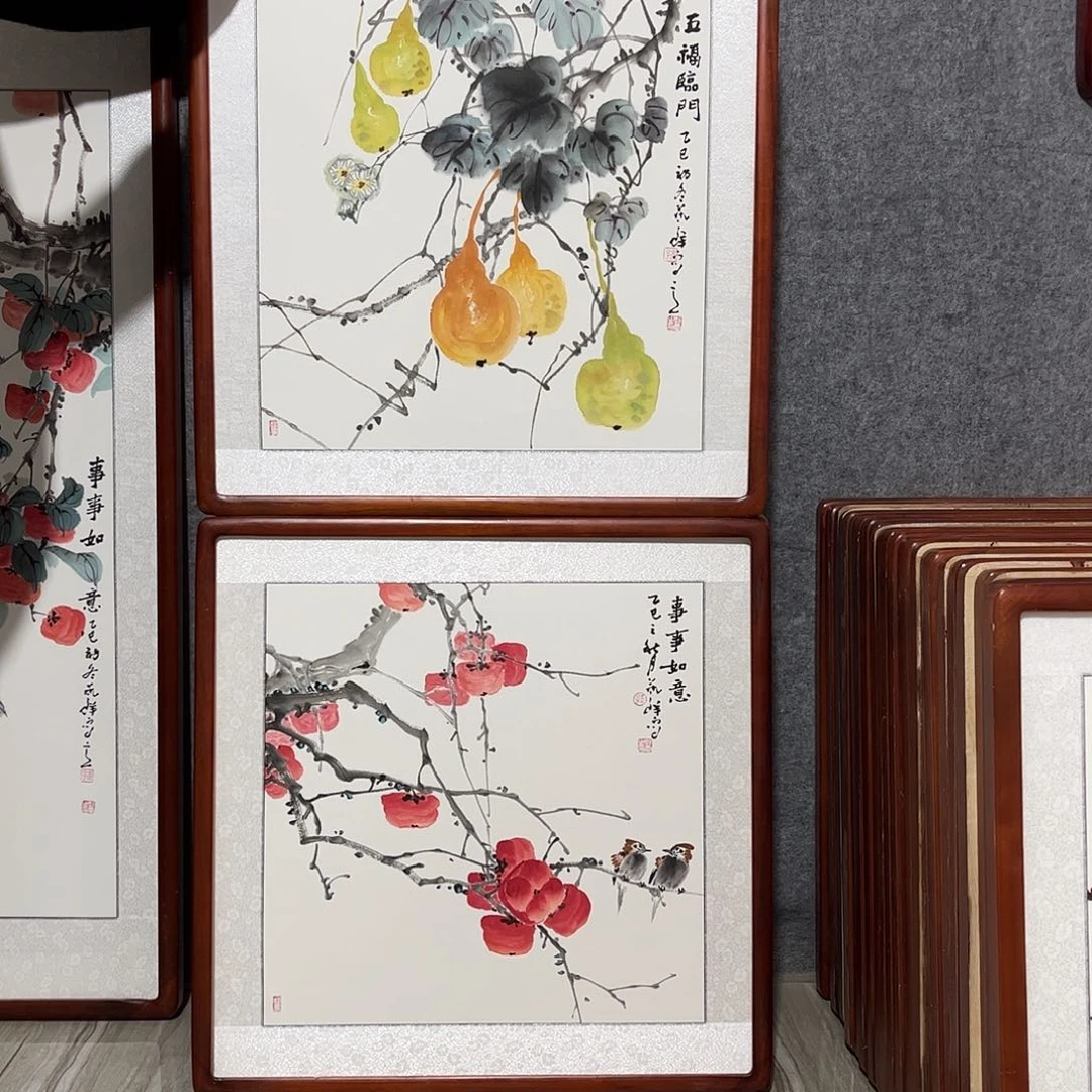 风****国画书画作品带框63×63