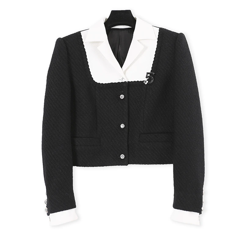 法式时尚秋装时髦洋气上衣长袖女小香风短款外套01100