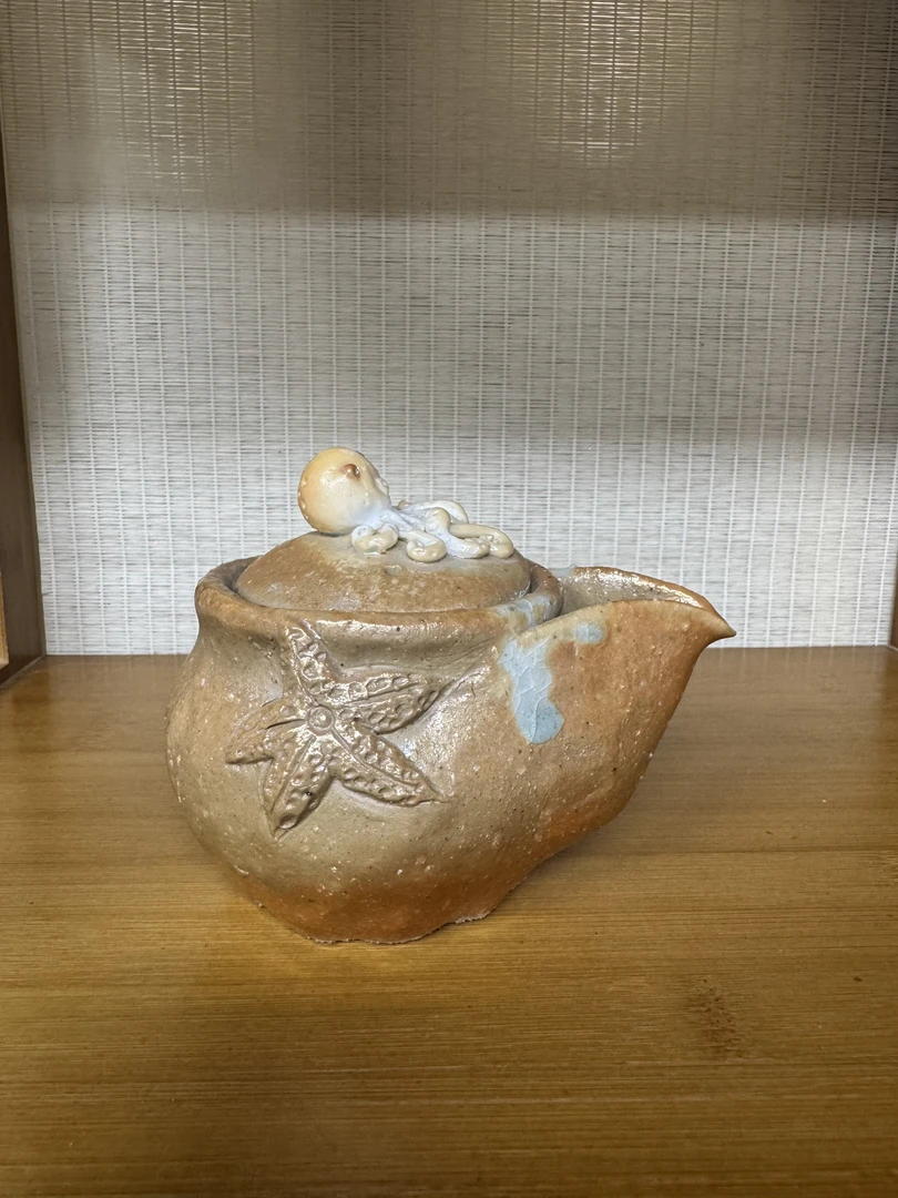 璟晟柴烧全手工手抓壶盖碗创意八爪鱼防烫泡茶碗带过滤一人饮茶具