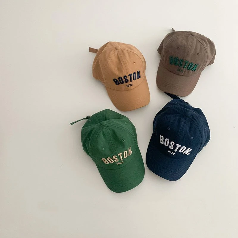 儿童帽子男童女童春秋季ins韩版刺绣字母鸭舌帽时尚宝宝棒球帽潮