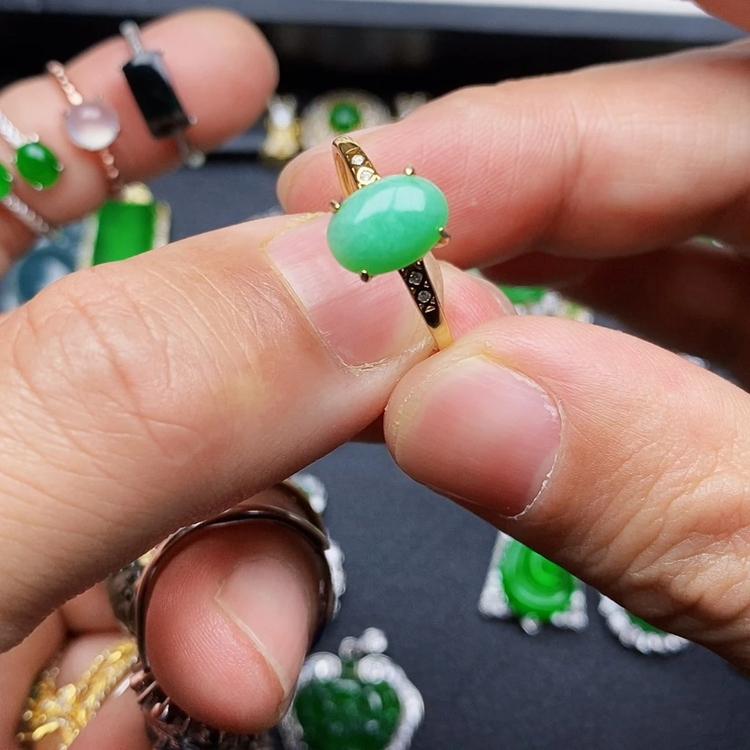 翡翠戒指银S925镶嵌戒指