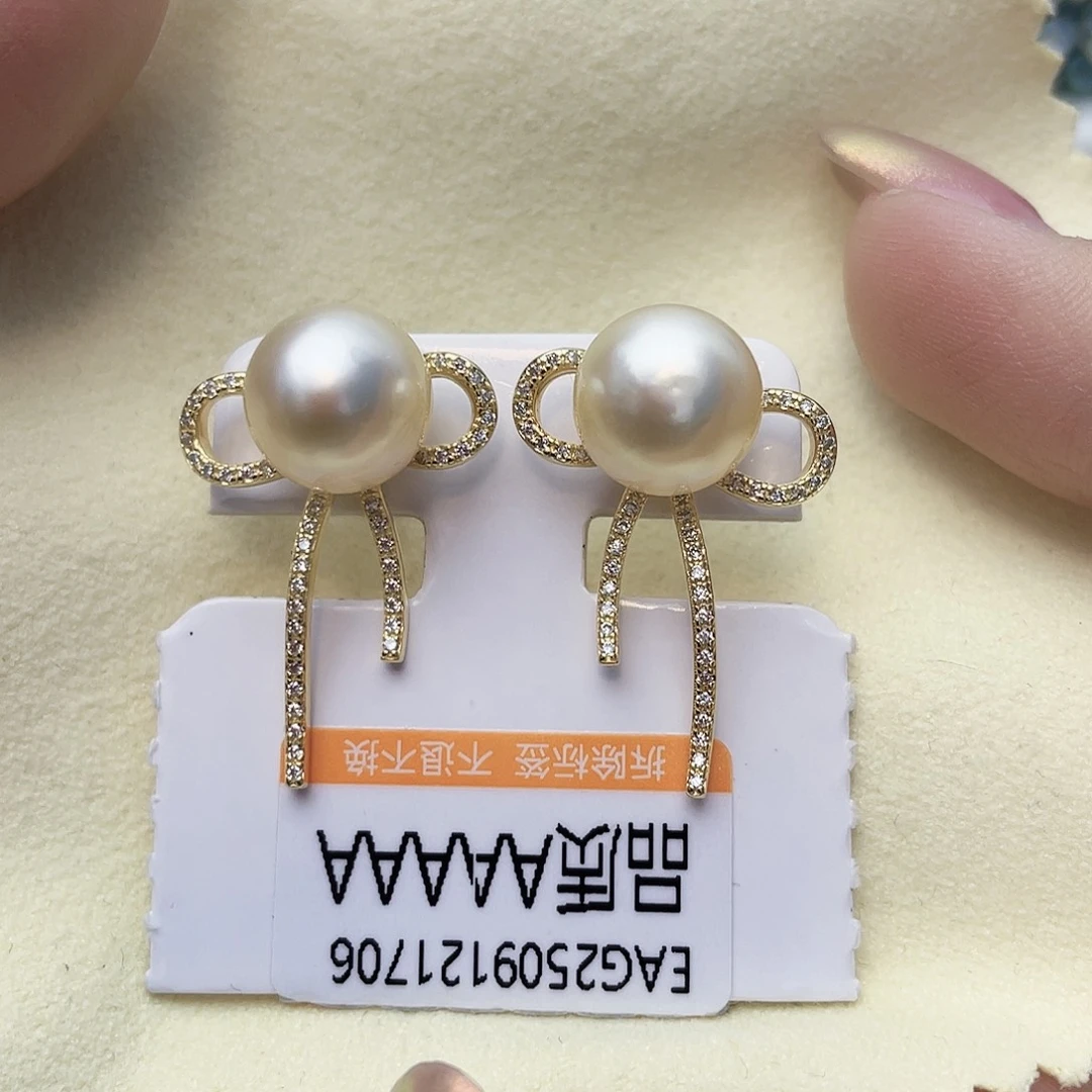 耳饰银S925镶嵌海水珍珠w34