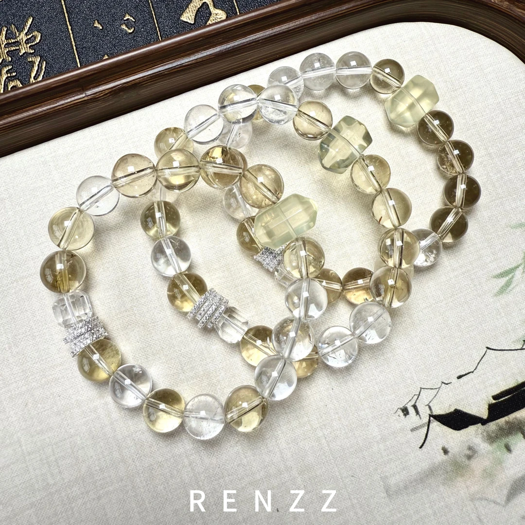 6035 天然黄水晶/白水晶/手串(多样性发一条)