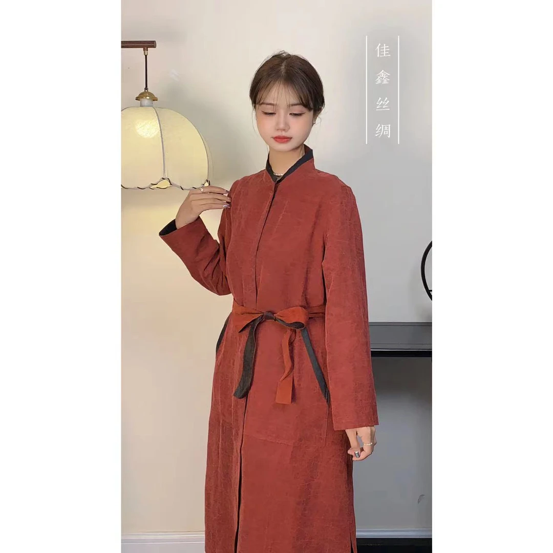 【华袍丝绸】桑蚕丝香云纱百搭上档次气质款连衣裙LBF-22236