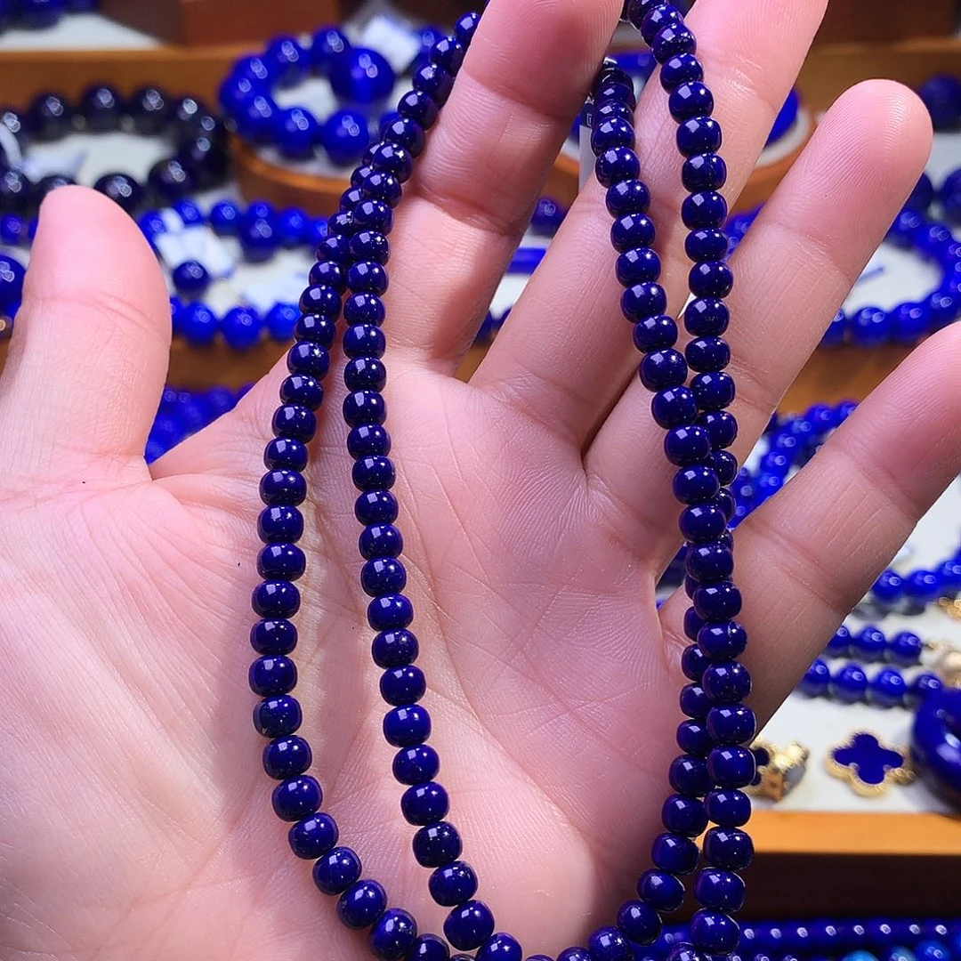 青金石未镶嵌手串5m老矿料紫药水老型108佛珠2386