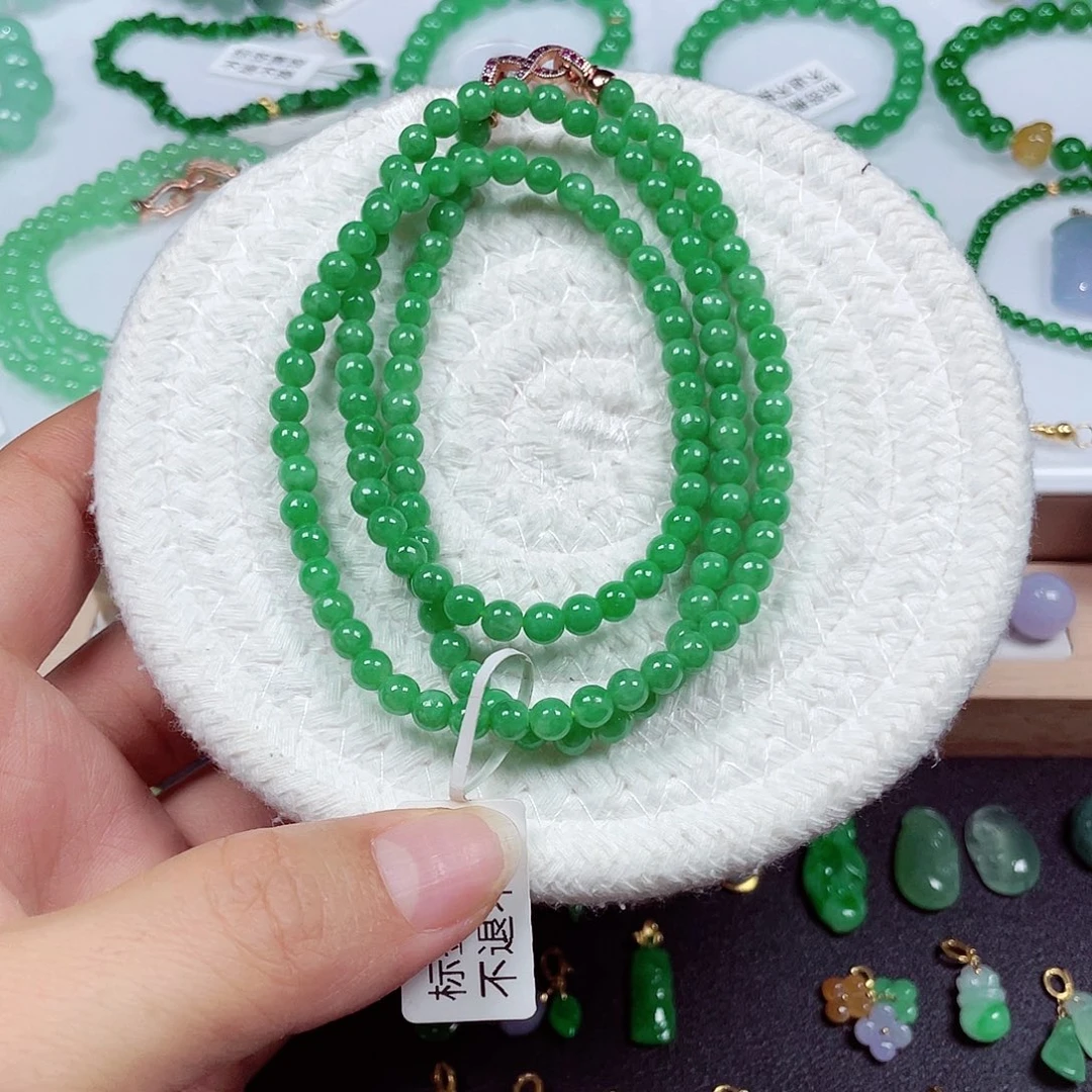 翡翠未镶嵌手链天然缅甸翡翠A货卡4.8