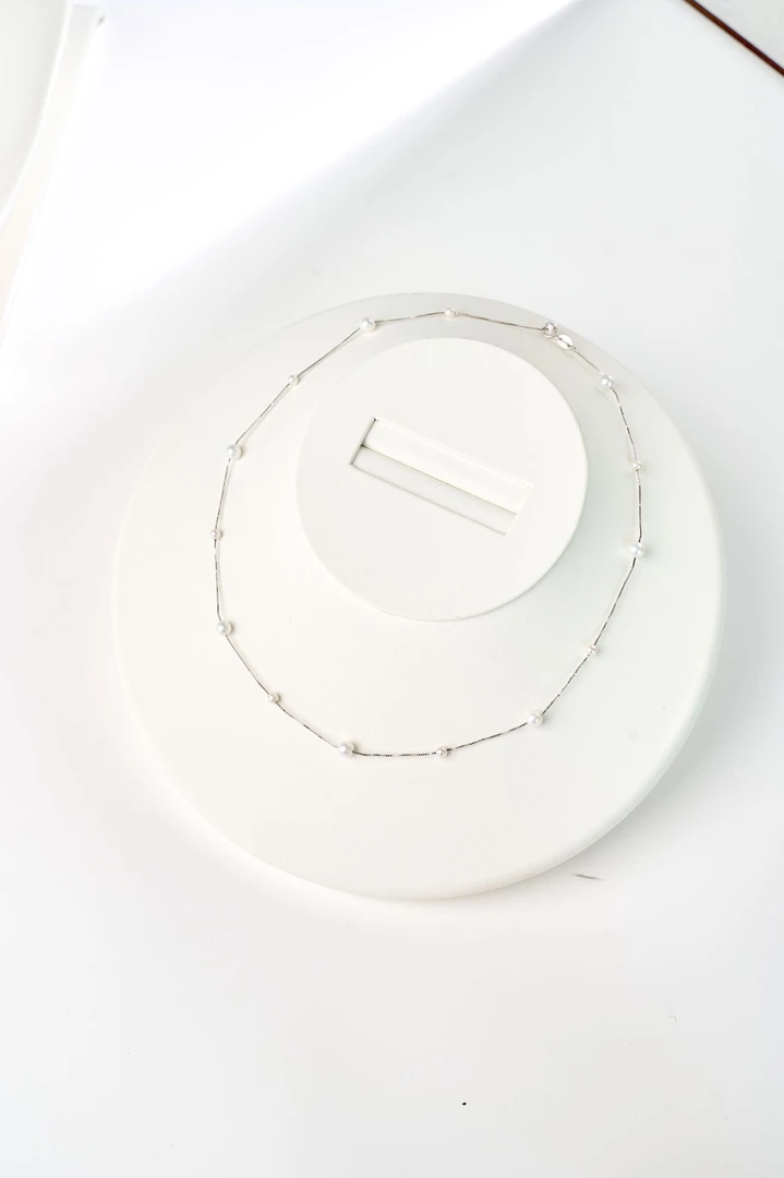 【柒柒推荐】3-4mm5-6mm淡水珍珠满天星项链-盒子链银白