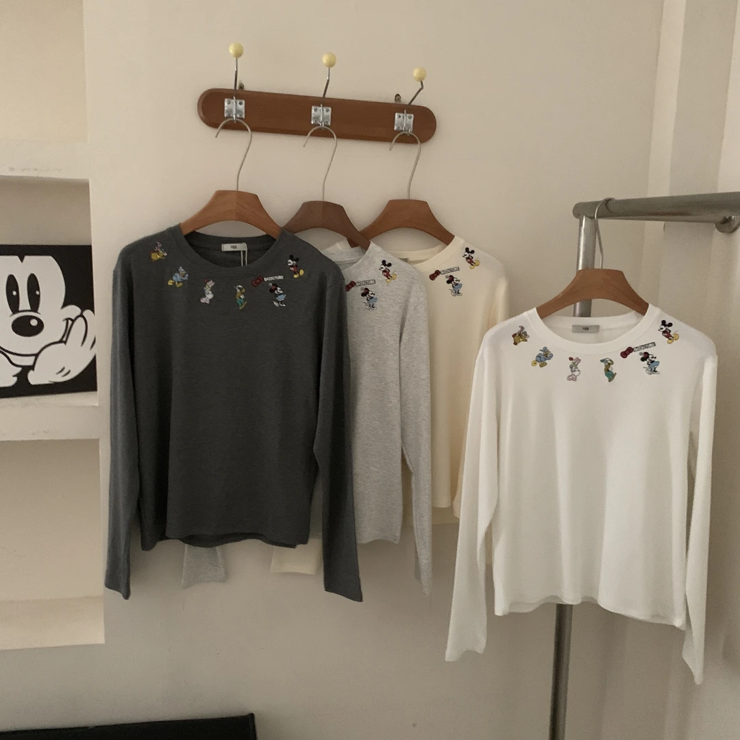 【Trend maker】-XIXI-圆领薄款ins感重工刺绣项链印花打底