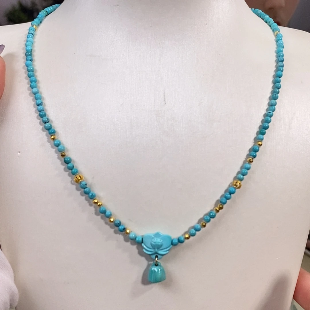 绿松石18K金镶嵌珠宝奇石定位珠为合金