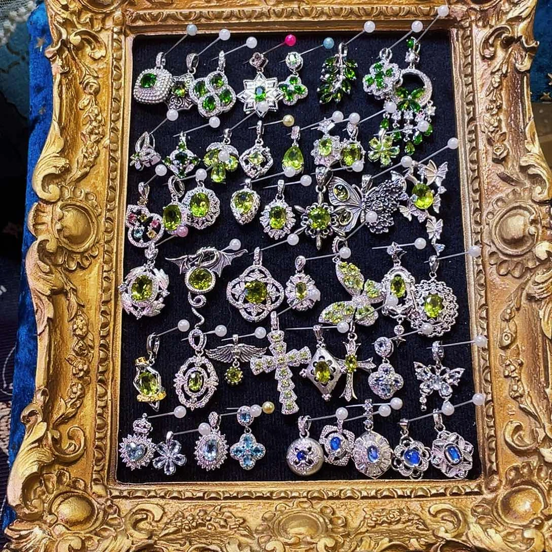 羽毛925银橄榄吊坠盘