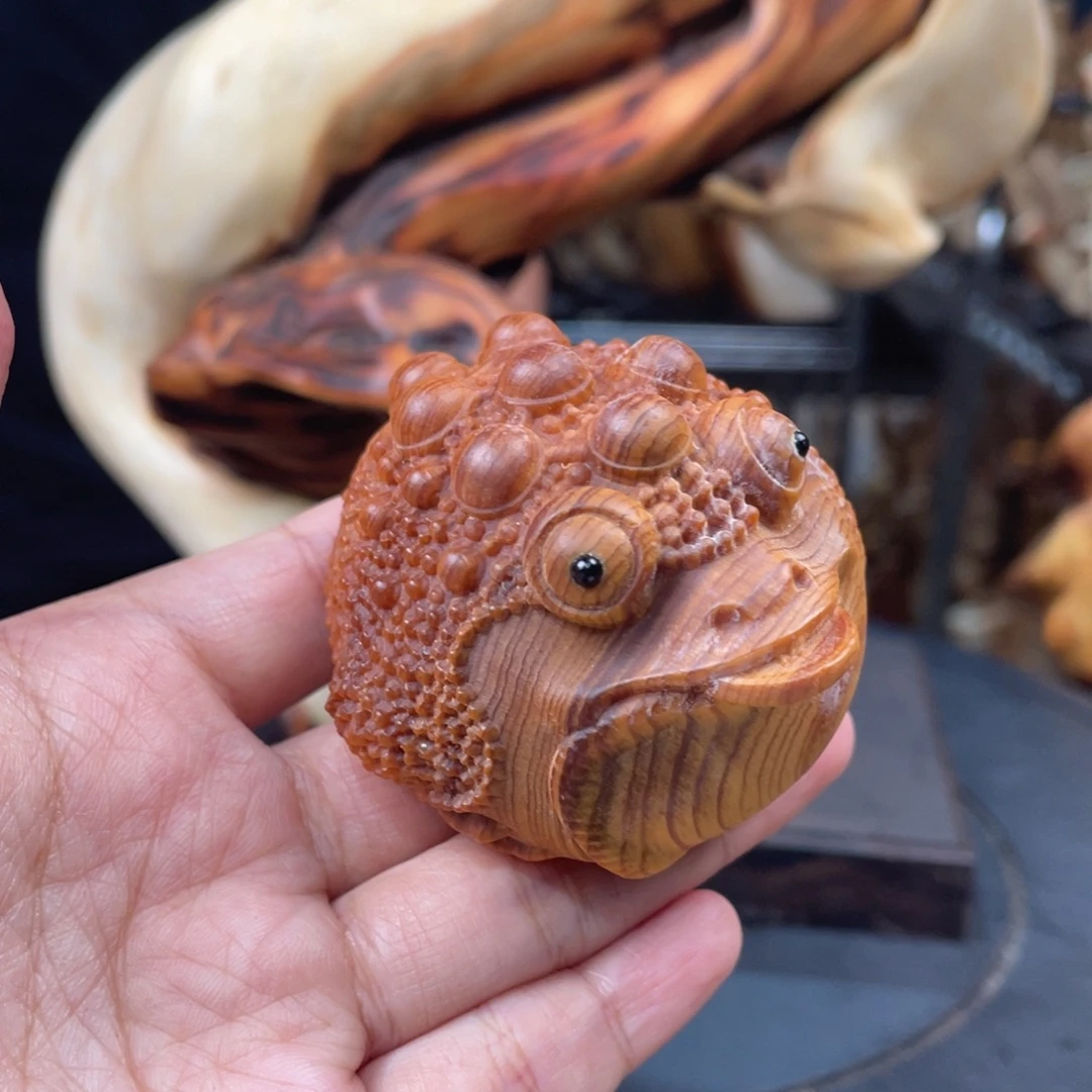 柏木（崖柏）手把件金蟾