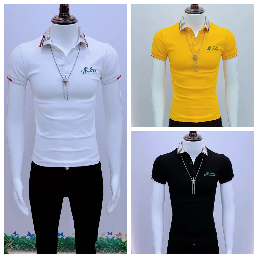 2025新款男士POLO衫夏季新款刺绣休闲POLO衫修身拼色翻领透气上衣