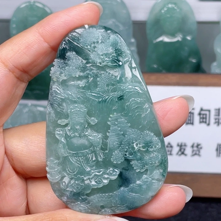 颈饰未镶嵌翡翠山水财神